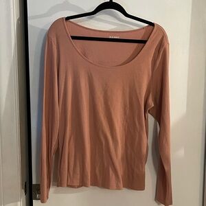Scoop Neck Ribbed Long Sleeve Shirt